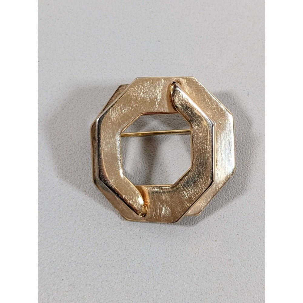 Vintage Sarah Coventry Gold Tone‎ Geometric Circle Brooch Modernist Pin
